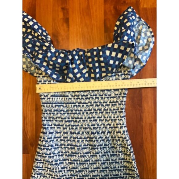 ANTHROPOLOGIE Corey Lynn Calter Off-The-Shoulder Smocked Mini Dress size small p - Picture 11 of 13